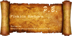 Pinkics Barbara névjegykártya